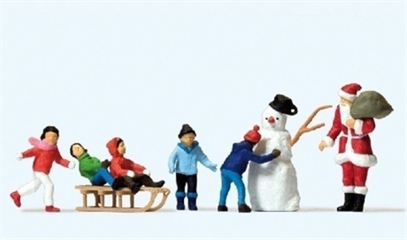 Jultomte, snögubbe och barn H0